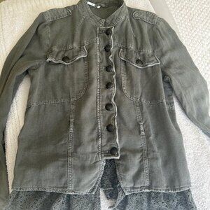 FREE PEOPLE Emilia Linen Victorian Military Jacket